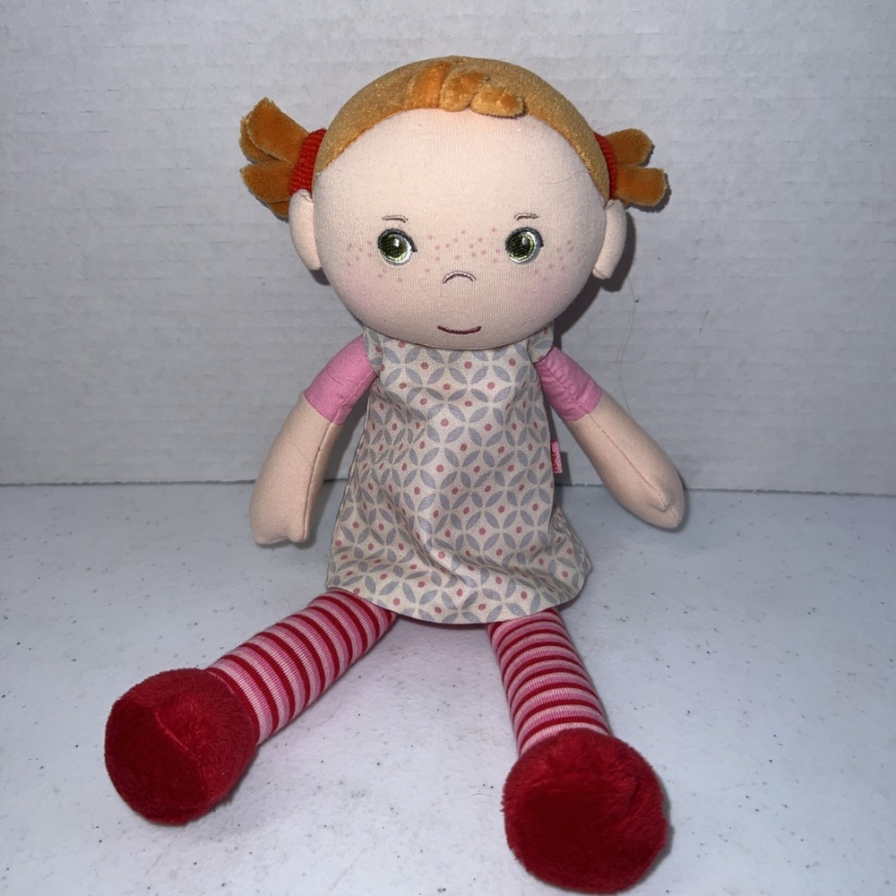 HABA Snug Up Doll Roya Pigtails Embroidered Face Plush Red Hair 10"